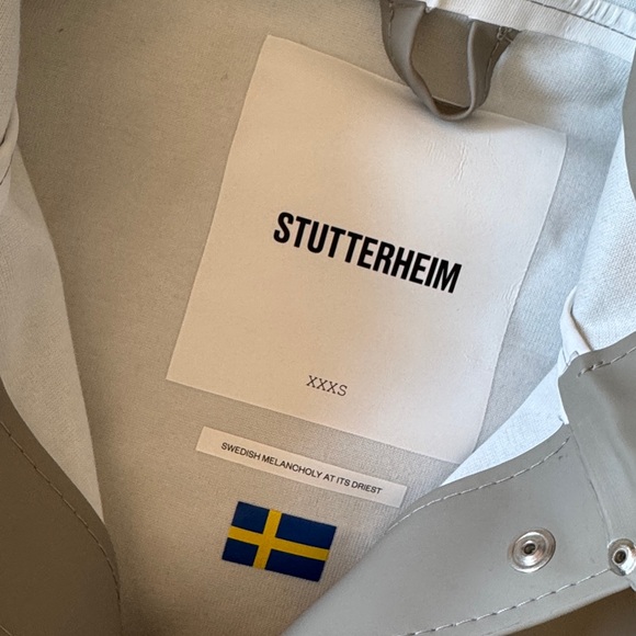 Stutterheim Mosebacke A-line raincoat light sand XXXS gray beige tan jacket - Picture 4 of 11